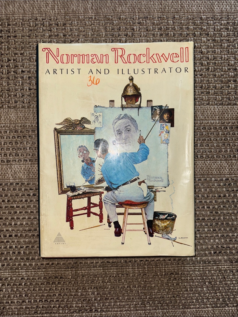 Norman Rockwell Vintage Illustration Print Coffee Table Book - Cream, Blue, Red